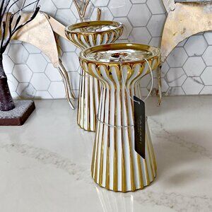 NEW! SET/2 FLUTED CANDLE HOLDERS By TAHARI HOME